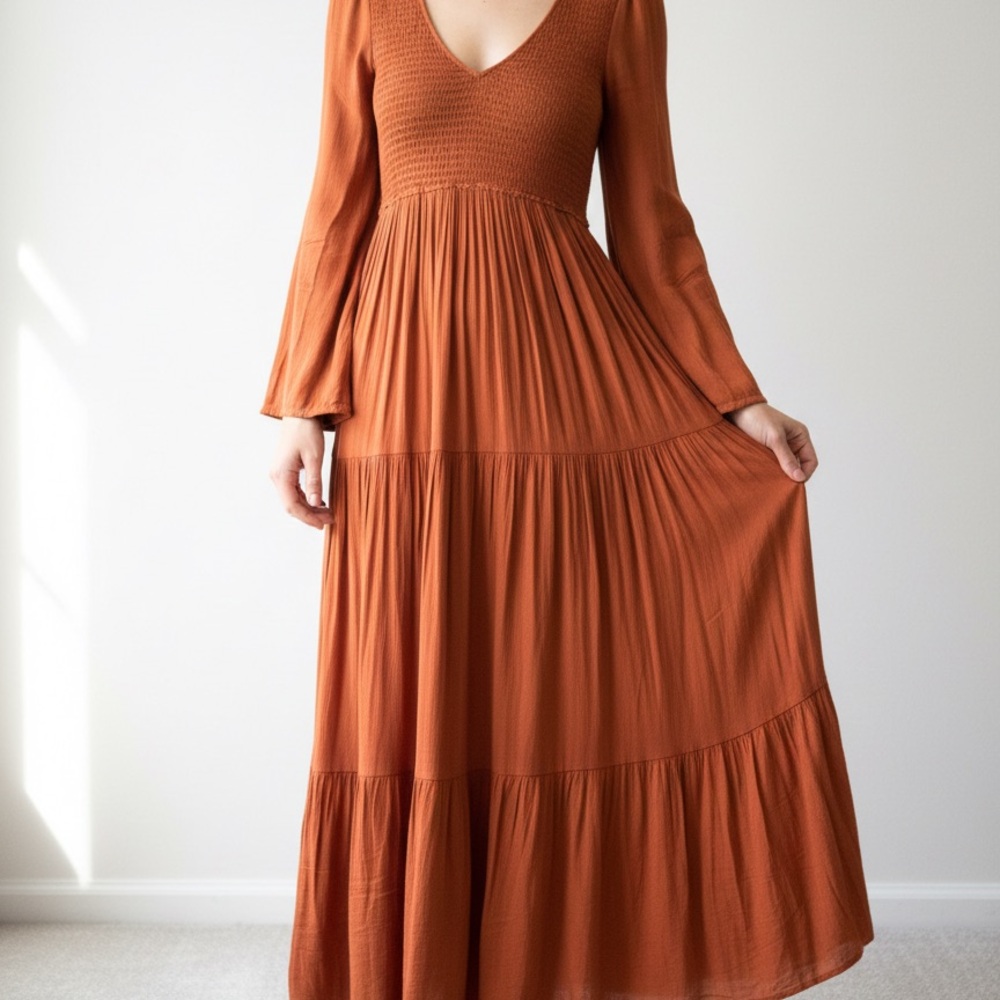 Christy Dawn Terracotta Long Sleeve Dress